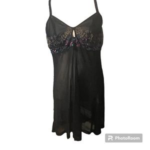 CACIQUE Sheer  Black Baby Doll Nighty Sz 14/16